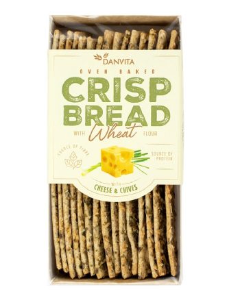 Paine crocanta din faina de grau (crisp bread) cu branza maturata si arpagic, 130 g