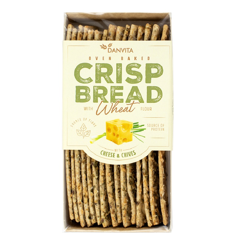 Paine crocanta din faina de grau (crisp bread) cu branza maturata si arpagic, 130 g