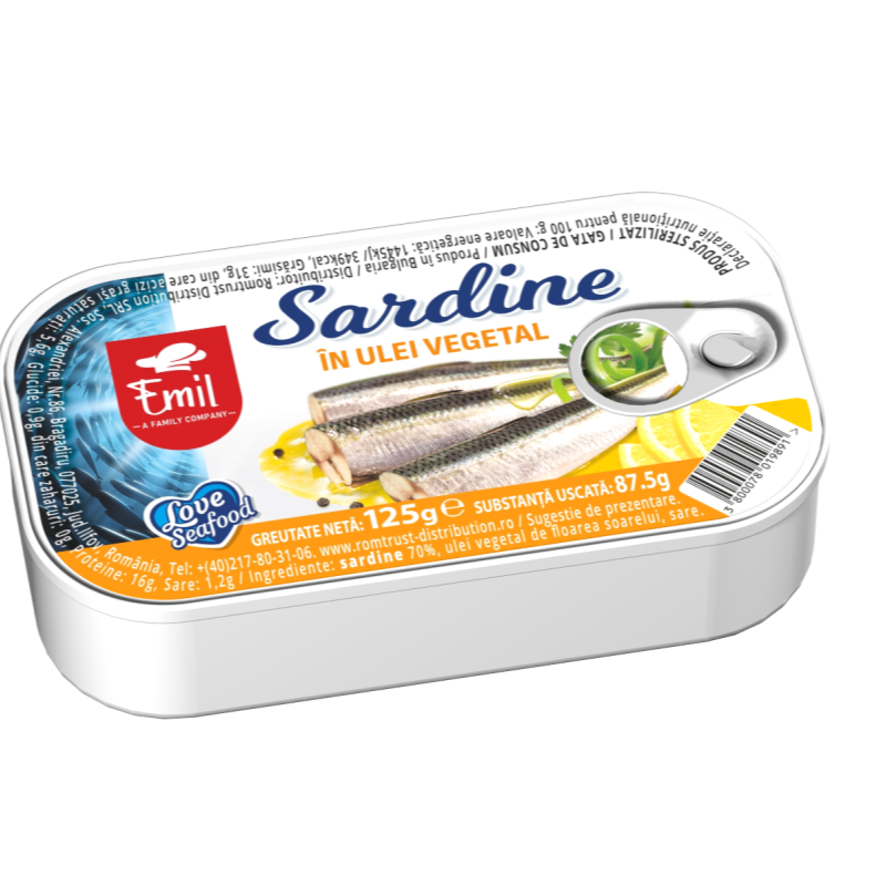 EMIL - Sardine în ulei vegetal, 125 g