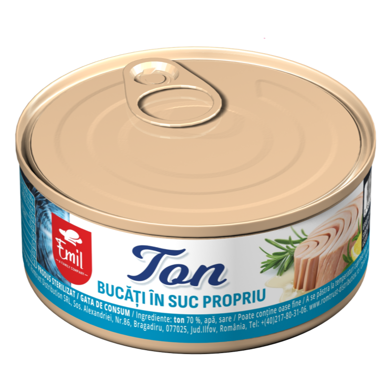 EMIL - Ton bucăți în suc propriu, 160 g